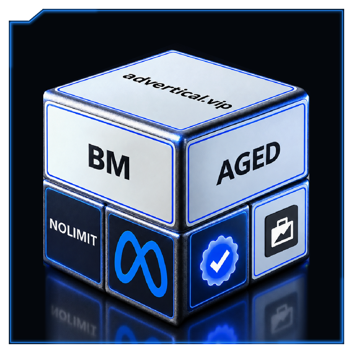 BM antiga verificada ilimitada, AGED e NOLIMIT — cubo azul