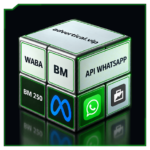 BM API WhatsApp 250, WABA — cubo verde bandeira com reflexo