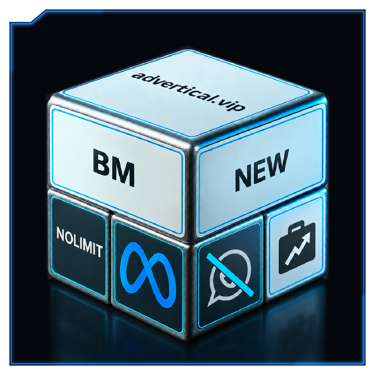 BM nova verificada ilimitada, NEW e NOLIMIT, sem WhatsApp — cubo azul