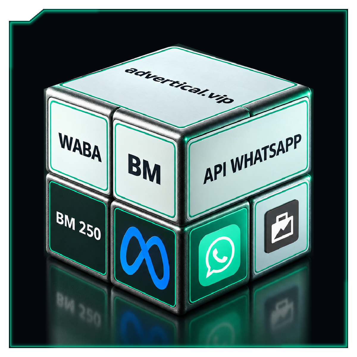BM dólar verificada LLC com API WhatsApp 250 — cubo verde petróleo